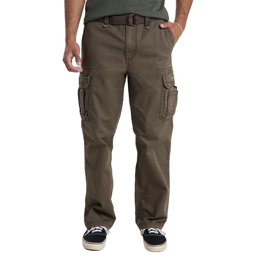 NWT Union Bay Survivor Belted Cargo Pants Saddle Brown - Size 38 x 32